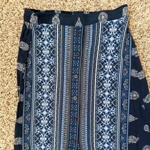 Bohemian Blue and White Patterned Skirt